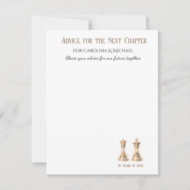 Cartes de conseils pour noces d'or élégantes (Devant)