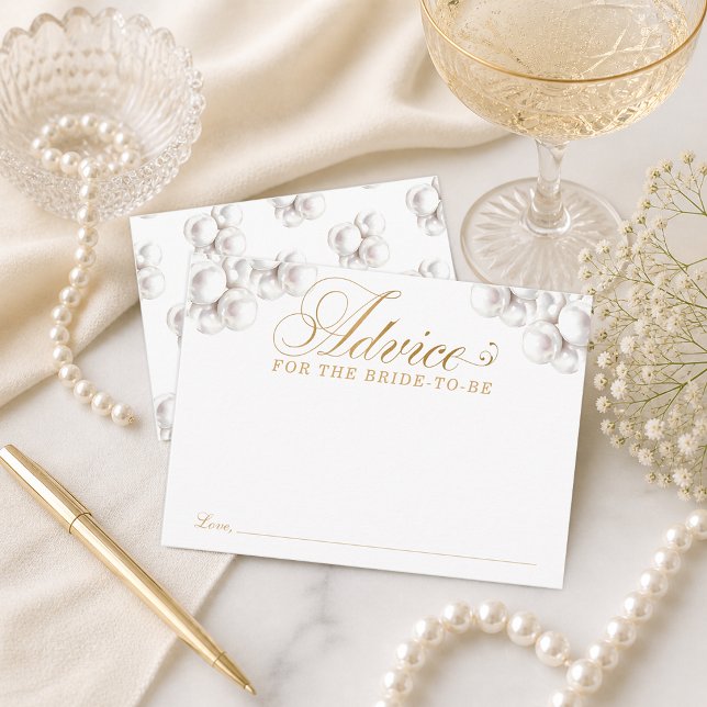 Cartes de conseils pour une baby shower "Perles et (Pearls and Prosecco Bridal Shower Advice Cards)