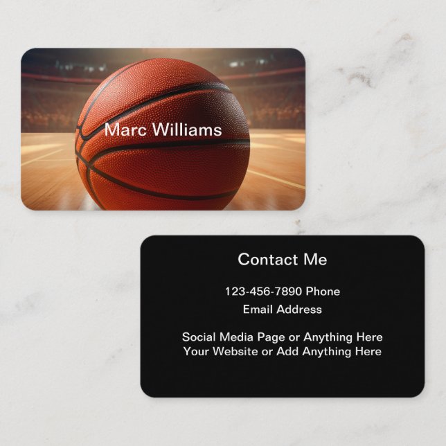 Cartes de contact à thème basket-ball (Devant / Derrière)