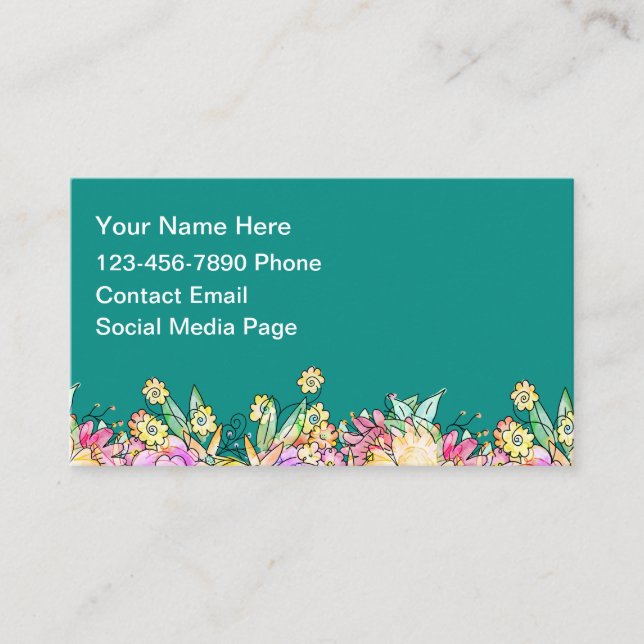 Cartes de contact Maman Floral Mignon (Devant)