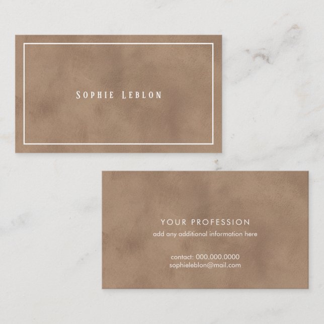 Cartes de contact marron vieilli avec nom en Serif (Devant / Derrière)