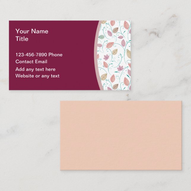 Cartes de contact personnelles pour dames branchée (Devant / Derrière)