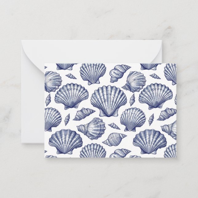 Cartes de coquillages bleues et blanches (Devant)