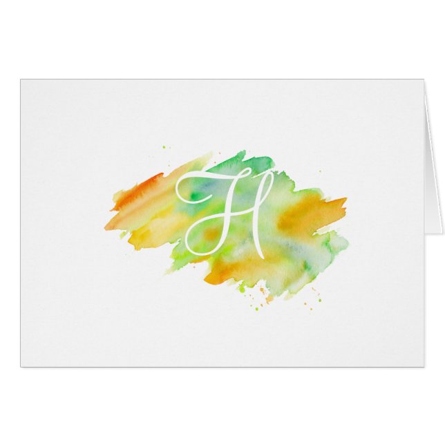 Cartes de correspondance à monogramme à script sim (Devant horizontal)