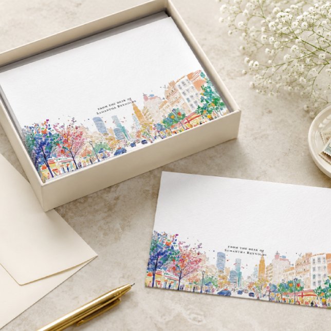 Cartes de correspondance de la ville à l'aquarelle (Créateur téléchargé)