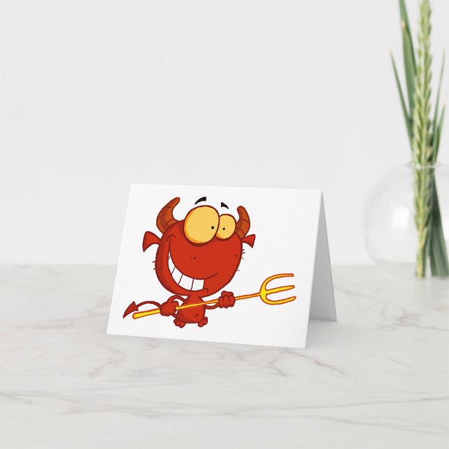 Cartes de correspondance Diable Rouge Tenant Une F (Créateur téléchargé)