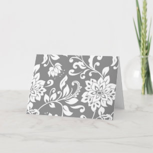 Cartes de correspondance florales grises et blanch