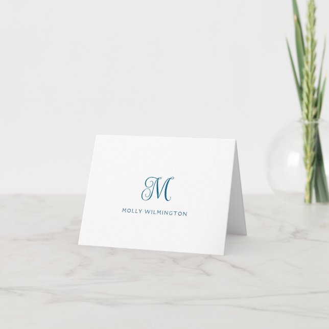 Cartes de correspondance simple monogramme bleu ma (Devant)
