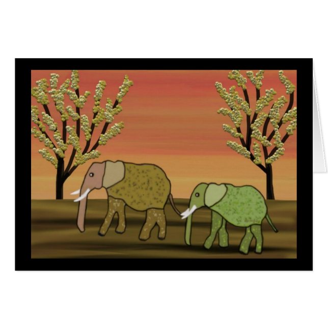 Cartes de coucher du soleil d'éléphant (Devant Horizontal)