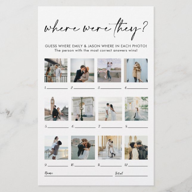 Cartes de couples d'activité photo Où étaient-ils (Devant)
