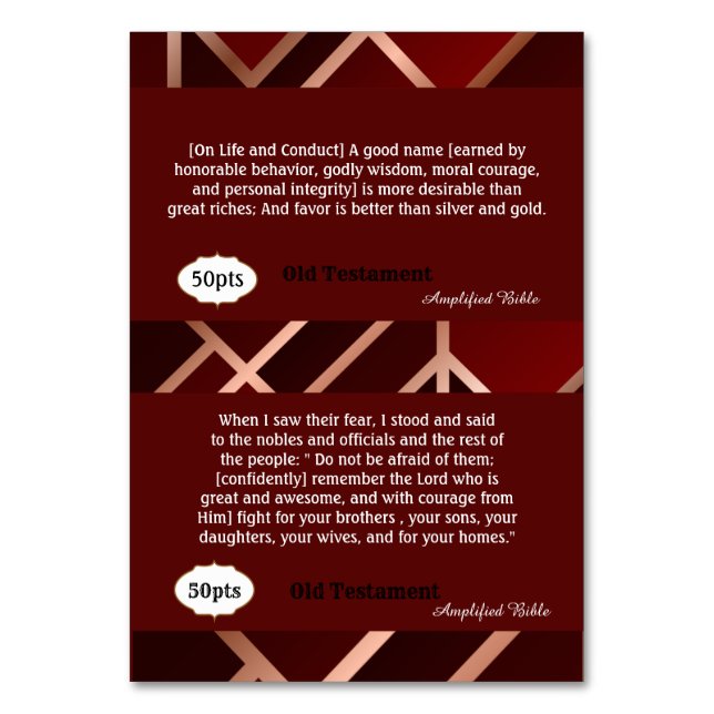 Cartes de Courage Rouge/Or (Dos)