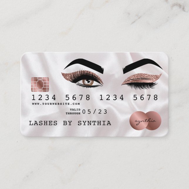 Cartes de crédit Rose stylisé Gold Lashes (Devant)