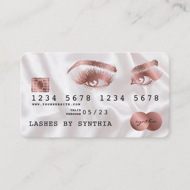 Cartes de crédit Rose stylisé Gold Lashes (Devant)