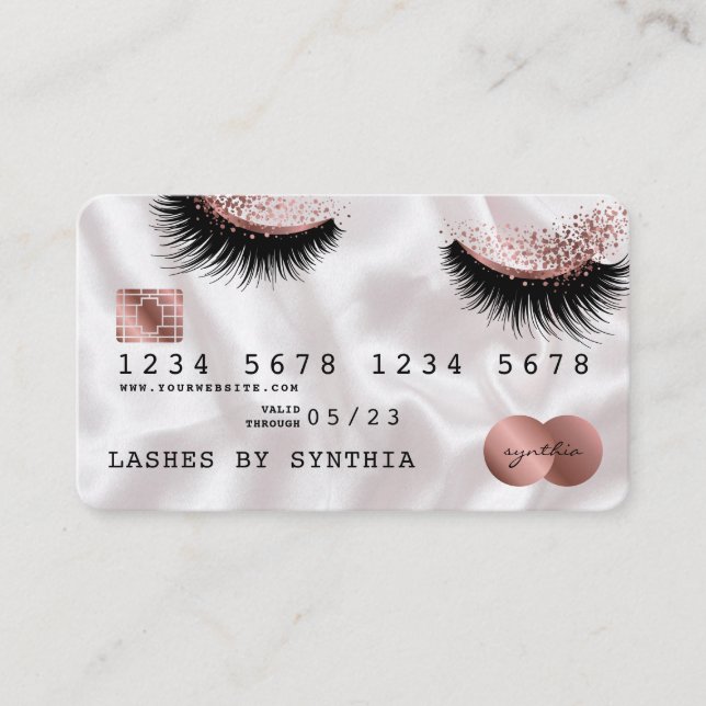 Cartes de crédit Rose stylisé Gold Lashes (Devant)