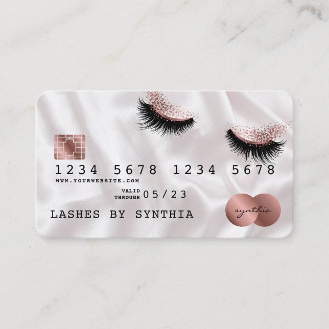 Cartes de crédit Rose stylisé Gold Lashes (Devant)