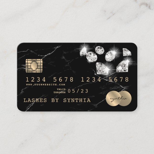 Cartes de crédit Styled en marbre noir Diamants (Devant)