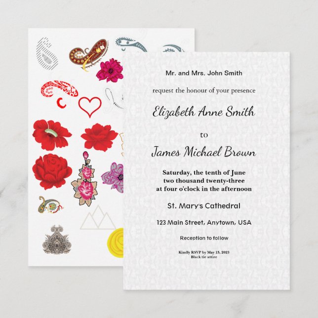 Cartes de Date de Sauvegarde Plates Invitation de  (Devant / Derrière)