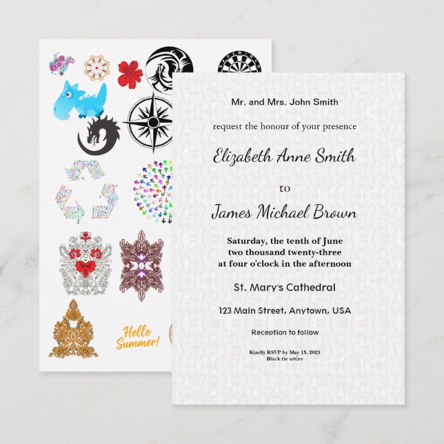 Cartes de Date de Sauvegarde Plates Invitation Élé (Devant / Derrière)