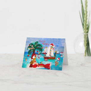 Cartes de défilé de bateaux de vacances de Noël po