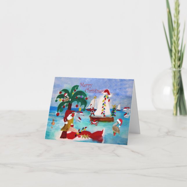 Cartes de défilé de bateaux de vacances de Noël po (Devant)