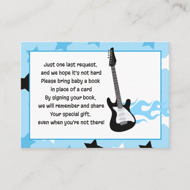 Cartes de demande de Baby shower Blue Rock Star (Devant)