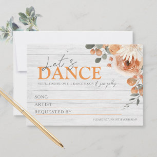 Cartes de demande de chanson de mariage en bois fl