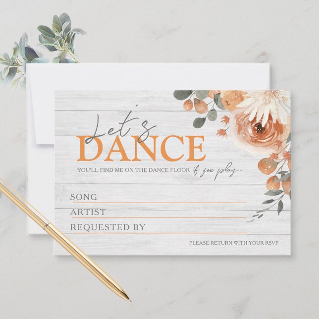 Cartes de demande de chanson de mariage en bois fl (Watercolor Floral Wood Wedding Song Request Cards)