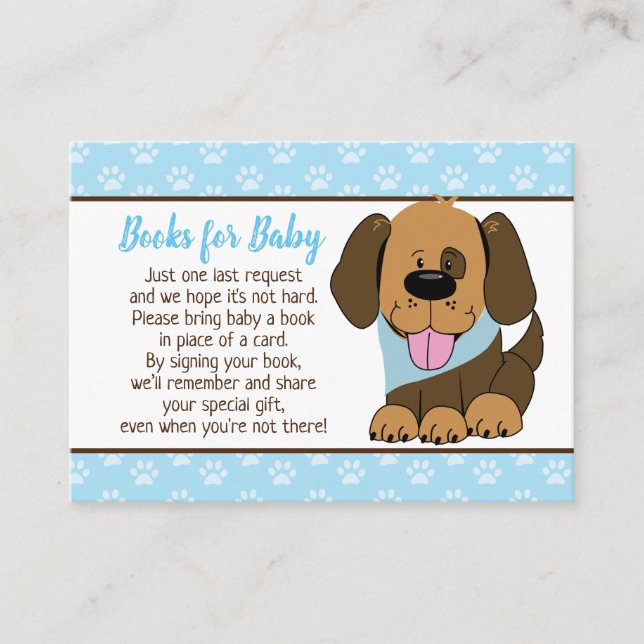 Cartes de demande de livre pour Baby Shower Chien  (Devant)
