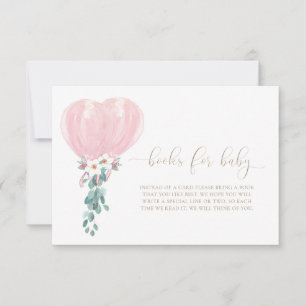 Cartes de demande de livres avec ballons roses pou
