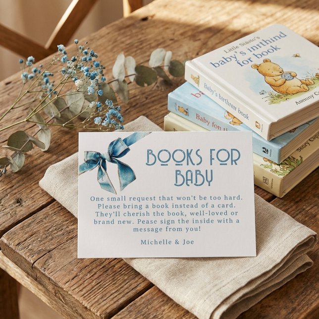 Cartes de demande de livres pour bébé en jean bleu (Créateur téléchargé)