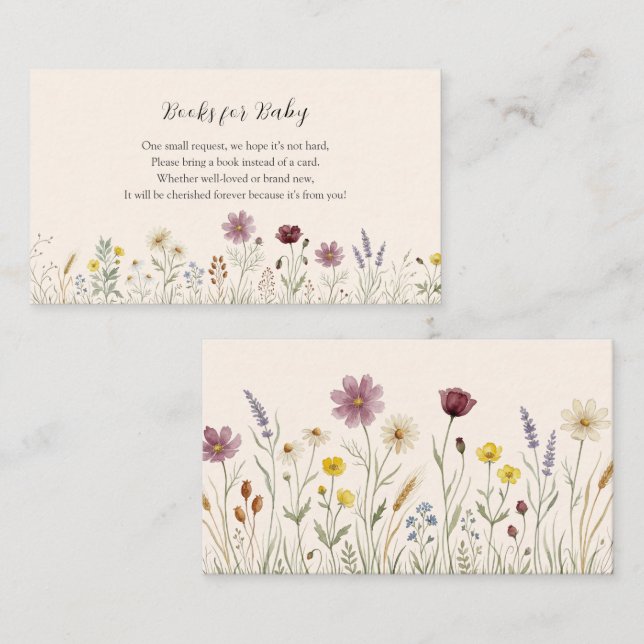 Cartes de demande de livres pour bébé Wildflower M (Devant / Derrière)