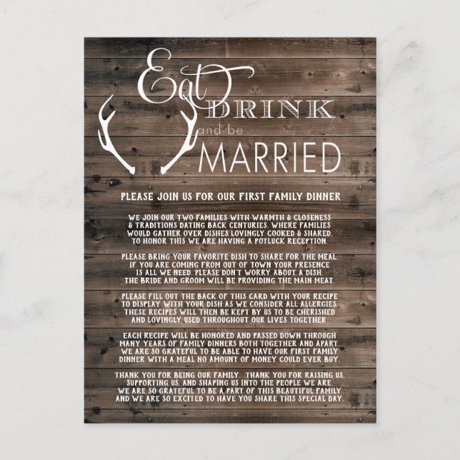 Cartes de demande de repas-partage pour mariage (Devant)