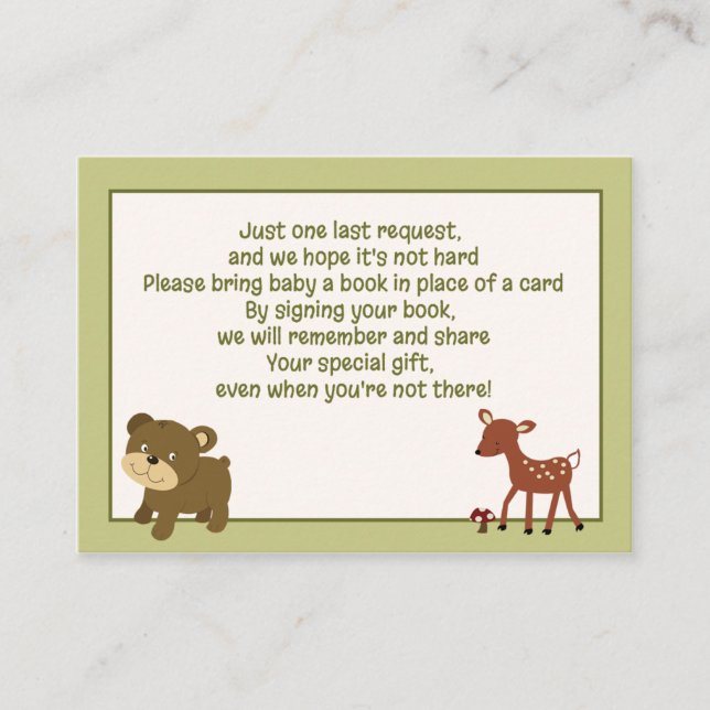 Cartes de demande de réservation pour le cerf/ours (Devant)