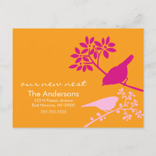 Cartes de déménagement oiseaux colorés