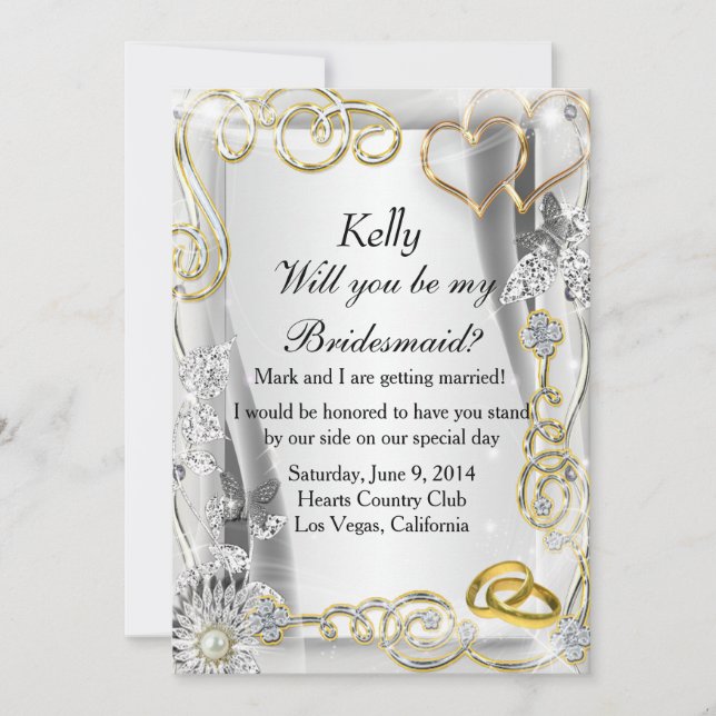 Cartes de demoiselle d'honneur Anneaux de mariage  (Devant)