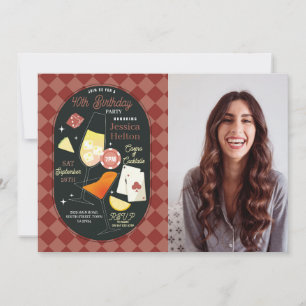 Cartes de dés d'anniversaire de cocktails de casin