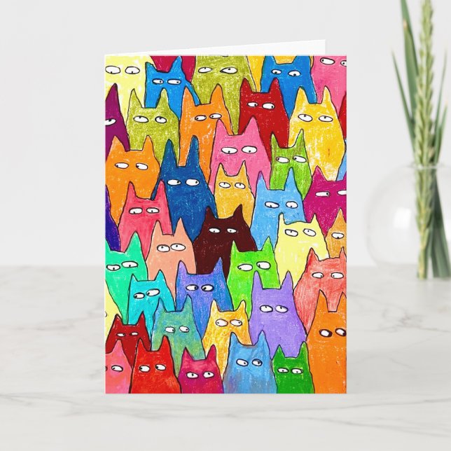Cartes de dessin au crayon de couleur de chats de  (Devant)