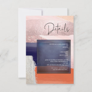 Cartes de détails d'art moderne Navy + Rose Gold d