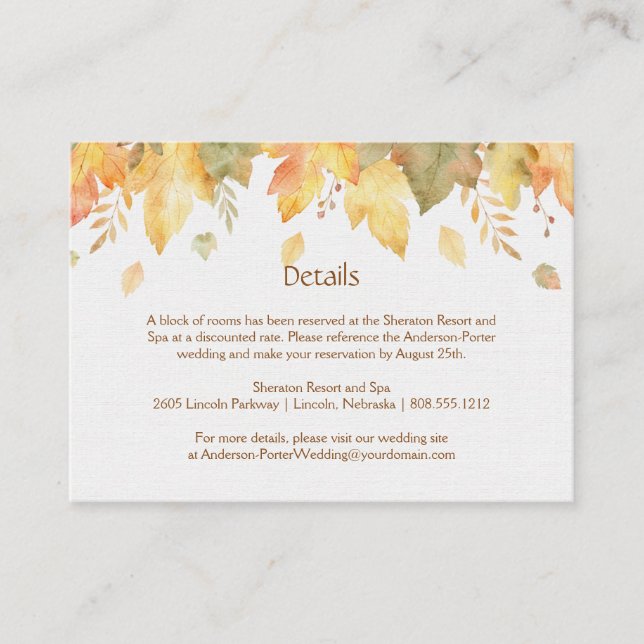 Cartes de détails d'automne à l'aquarelle | (Devant)
