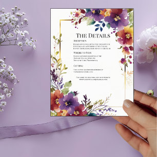 Cartes de détails de fleurs à l'aquarelle élégante