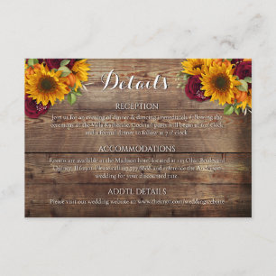 Cartes de détails de fleurs automnales de citrouil