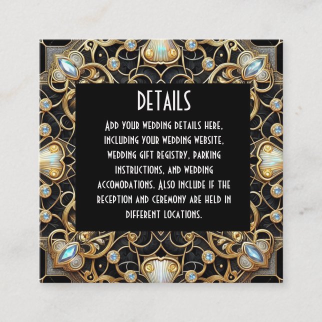 Cartes de détails de mariage Art Déco (Devant)