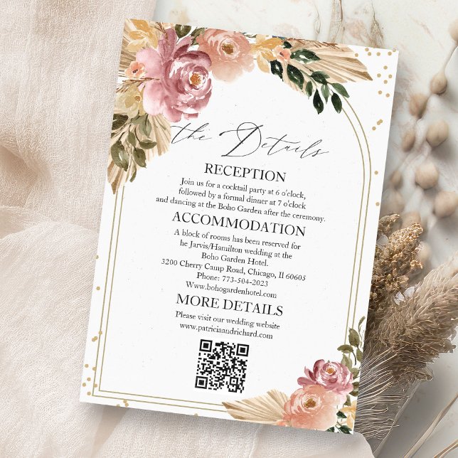 Cartes de détails de mariage Chic Boho (Créateur téléchargé)