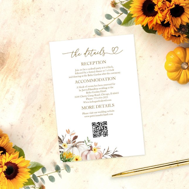 Cartes de détails de mariage d'automne avec tourne (Créateur téléchargé)