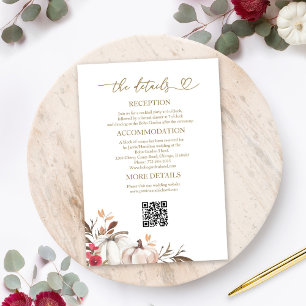 Cartes de détails de mariage d'automne de citrouil