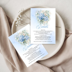 Cartes de détails de mariage en or avec hortensias