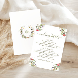 Cartes de détails de mariage floral de prairie rus