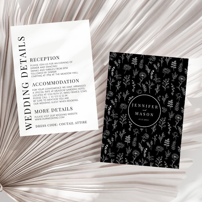 Cartes de détails de mariage florales élégantes no (Créateur téléchargé)