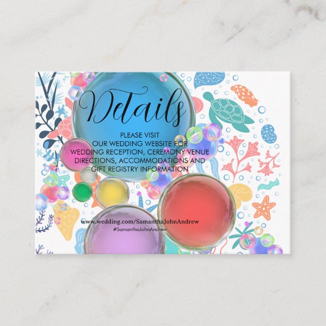 Cartes de détails de mariage sous l'eau (Devant)