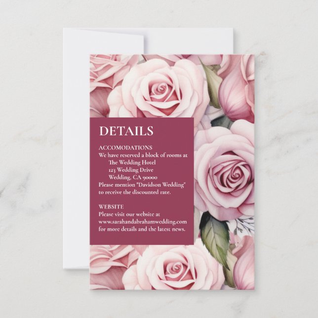 Cartes de détails de roses roses incluses (Devant)